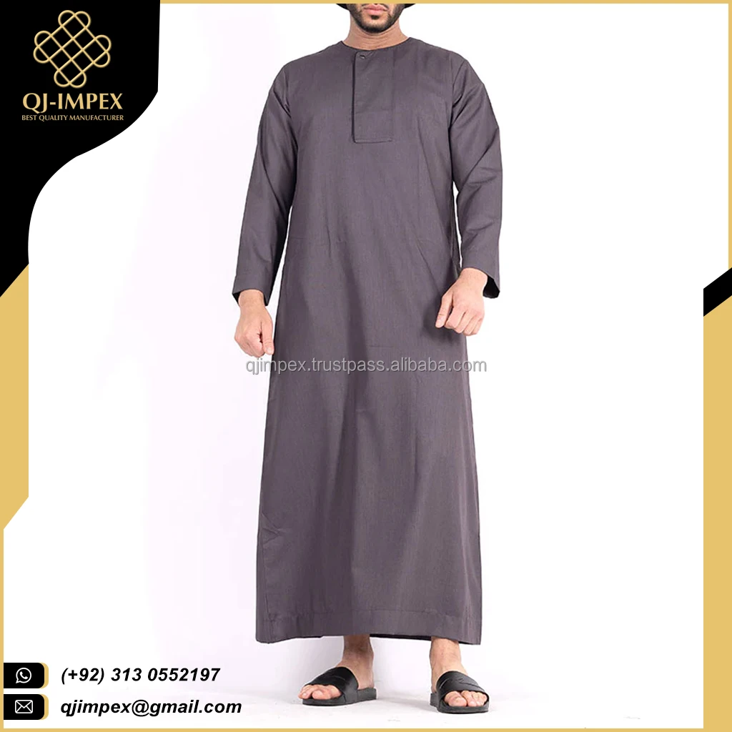 Muslim Men Prayer Qatari Standing Collar Robe Islamic Clothing Arab ...