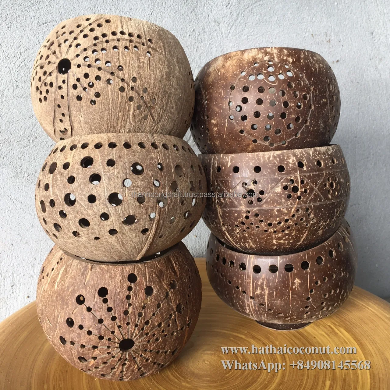 Лидер продаж 2021! Недорогой подсвечник из натуральной скорлупы кокоса ручной работы с индивидуальным дизайном