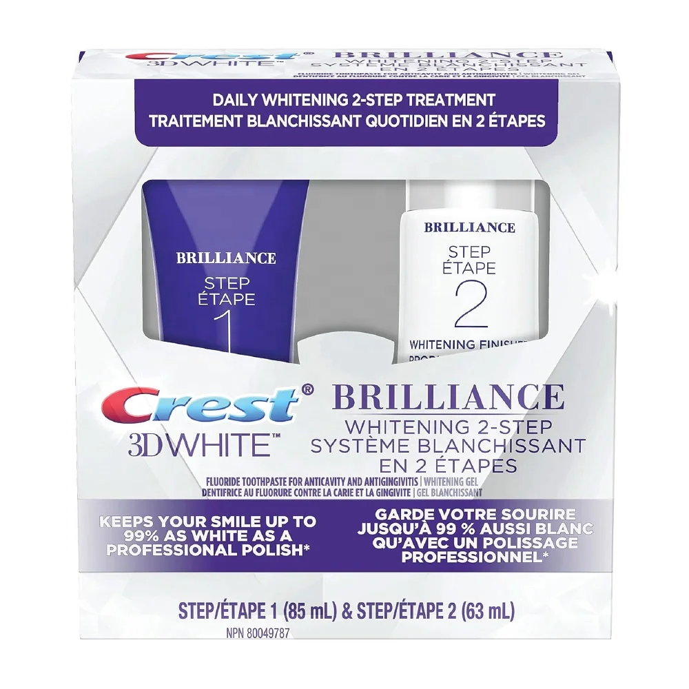 Crest 3DWhite Brilliance 2 Step Toothpaste Deep Clean (4oz) + Teeth Whitening Gel (2.3oz) Crest Toothpaste Kit