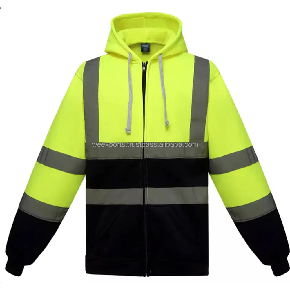 Construction Long Sleeve Fr Hi-vis Sweatshirt Zip Reflective Workwear ...