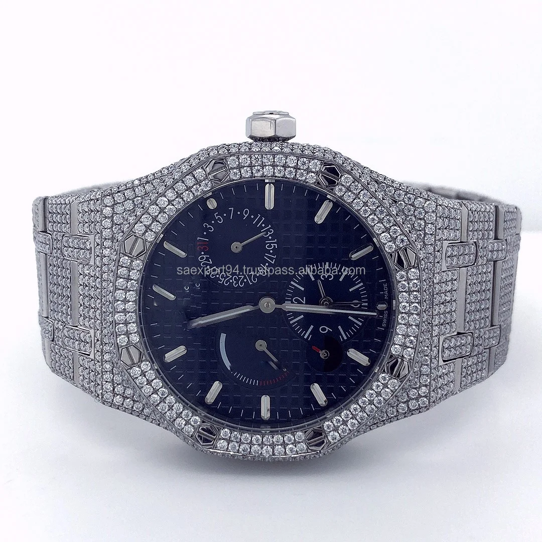 Limited Edition Moissanite Diamond Studded Hip Hop Watch Waterproof Automatic Date Timepiece Jewelry Stainless Steel Watch
