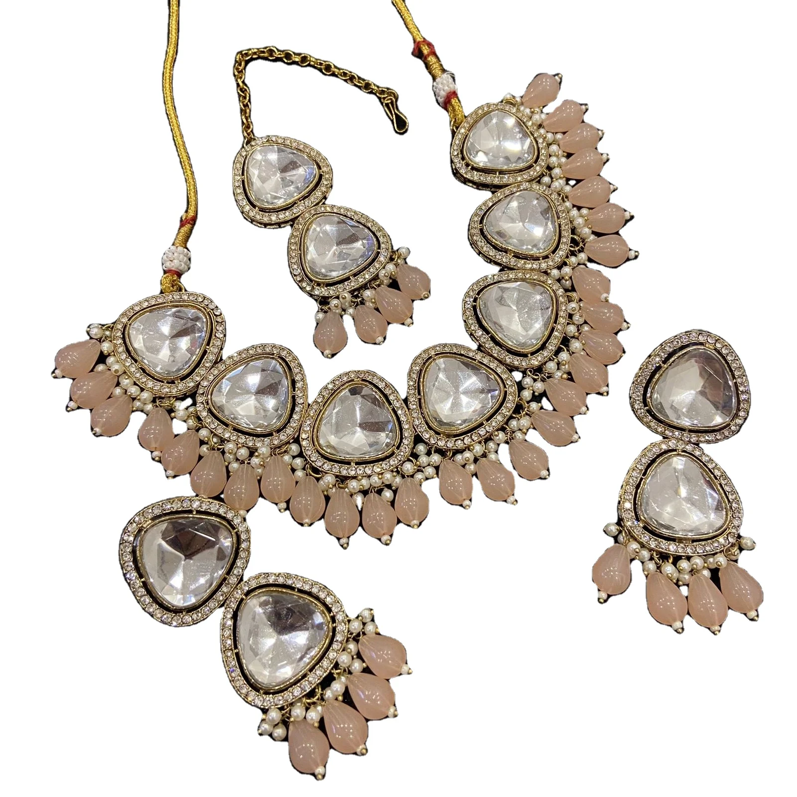 Indian Traditional Gold Plated Plushy Beads & Kundan Necklace Set For Women/girls By Indian