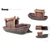 Wooden boat-shaped rockery, 17*5*7 CM
