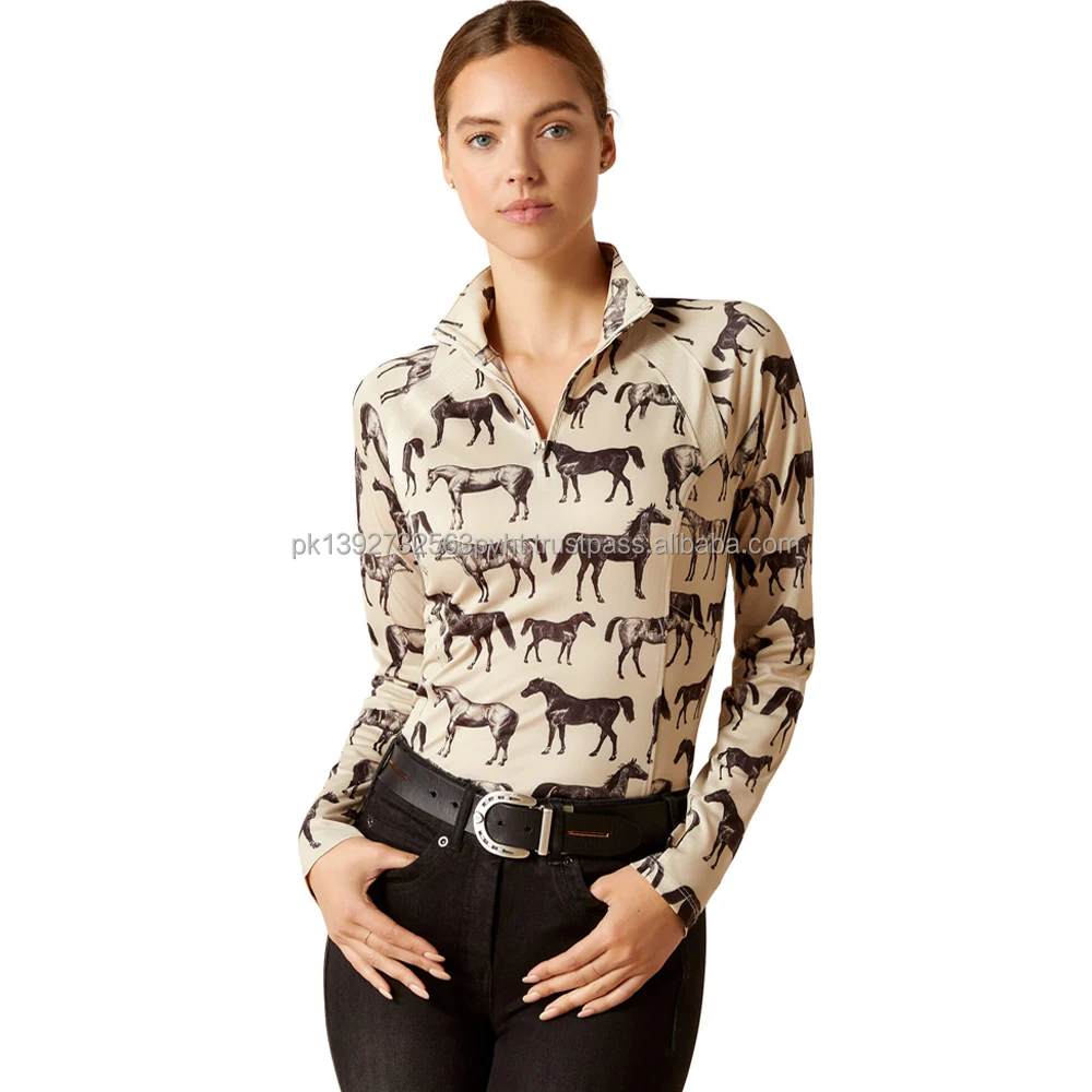 Horse Riding Base Layers Quick Dry Women Long Sleeve Shirt Equestrian