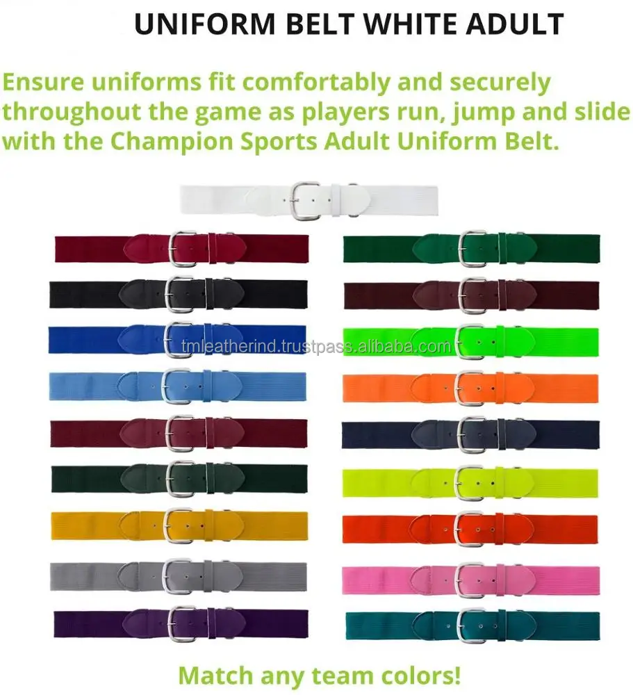 Sports Adult And Youth Baseball/softball Uniform Belts In Multiple