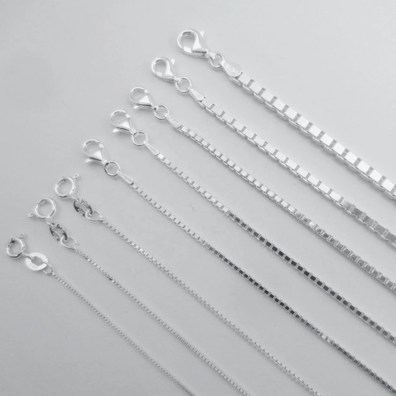 925 Sterling Silver Box Chain 1mm 2mm 