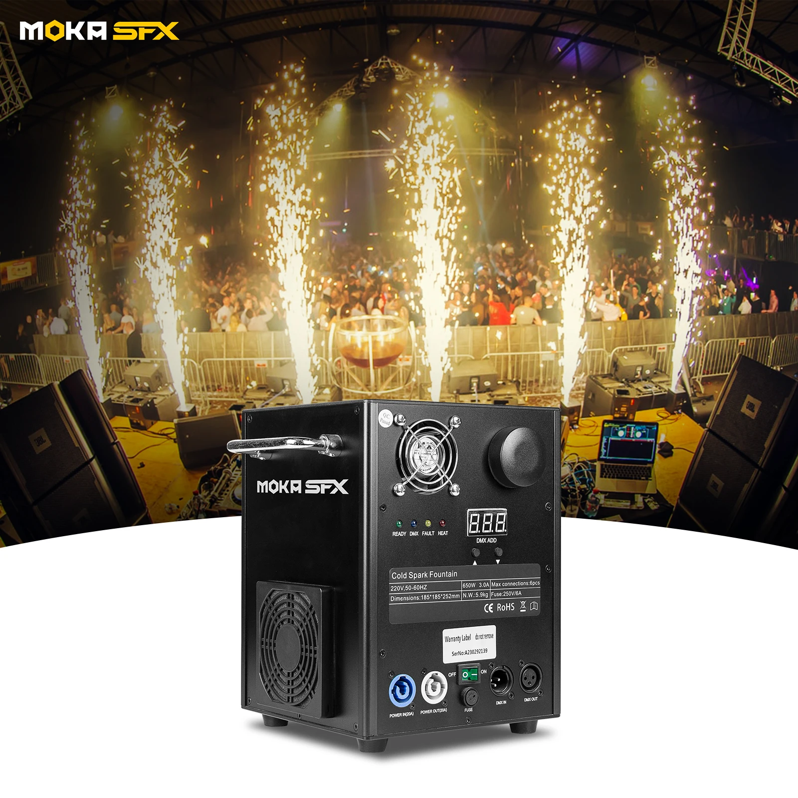 Moka Sfx MK-E15 Spray 1-5m DMX 650w Mini Cold Spark Machine