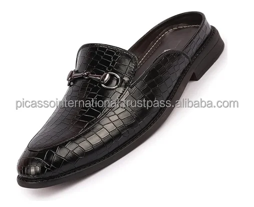 Globally Selling Standard Quality Formal Party Wear Men's Back Open Slip On Mules Shoes Genuine Leather Shoes for Bulk Buyers