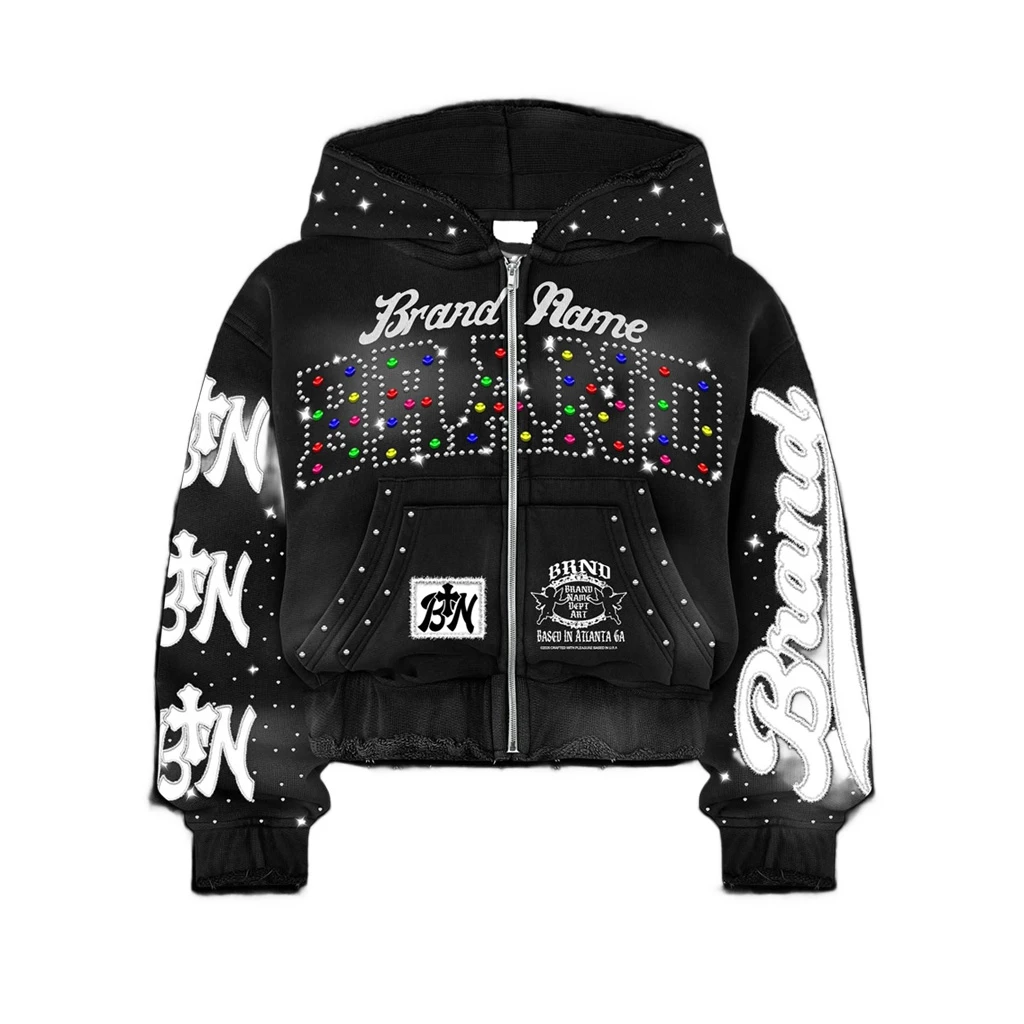 Glory OEM Winter Zipper-Up Eco-Friendly Heavyweight Streetwear Hoodies Printing Bulk Cotton Factory Price Supplier USA Fast