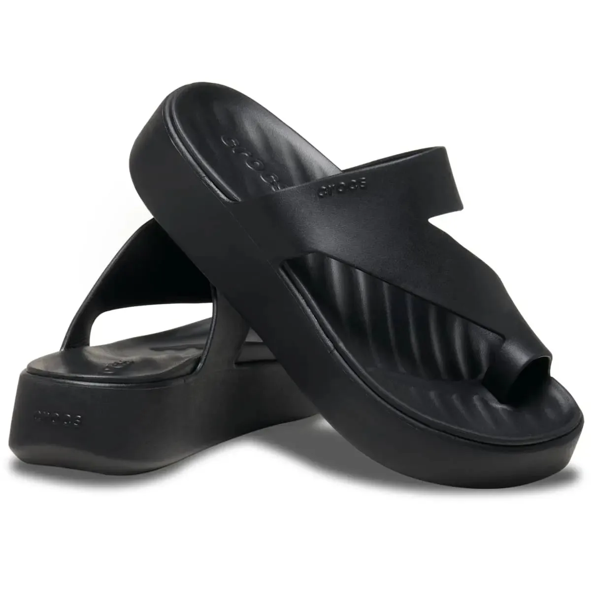 Black Crocs Toe Loop Product View