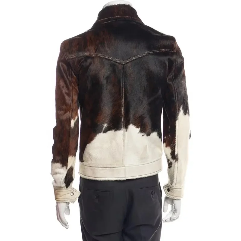 Custom Cowhide Leather Jacket for Men - Real Hair on Hide