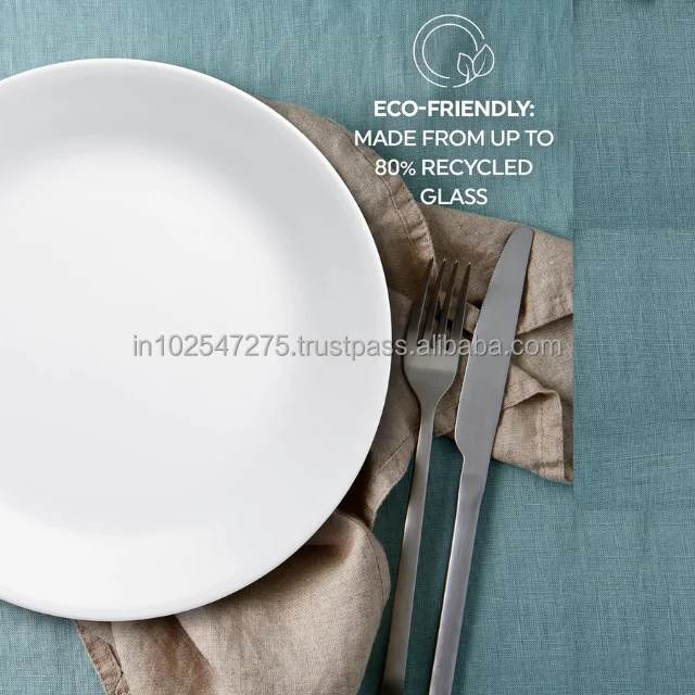 Plate Set 18-Piece Service for 6 Dinnerware Set, Triple Layer Glass and Chip Resistant, Lightweight Round Plates and Bowls Set