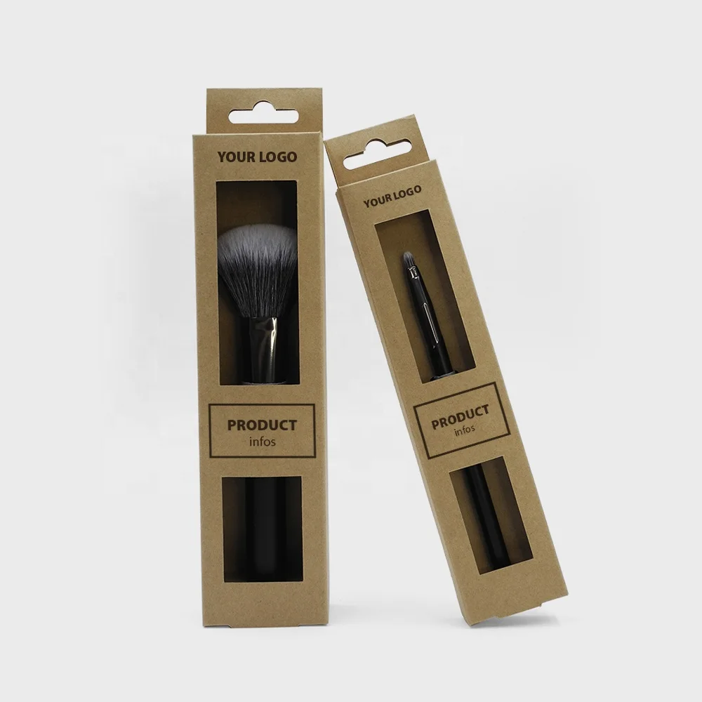 Set of Makeup Brushes With Packaging Box Mockup