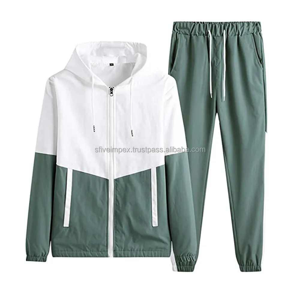Men's Sportswear Green Tracksuits With Side Strip Custom Size Jogging