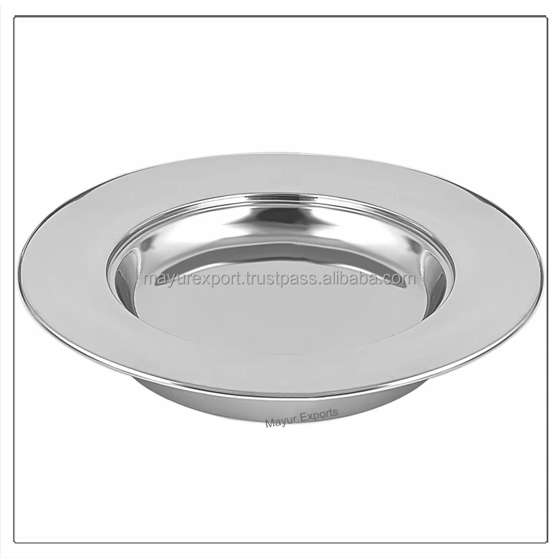 Eco-Friendly Sustainable Recyclable Durable Stainless Steel Holy Communion Set 2 Wine Serving Trays Covers Bread Plate Mirror