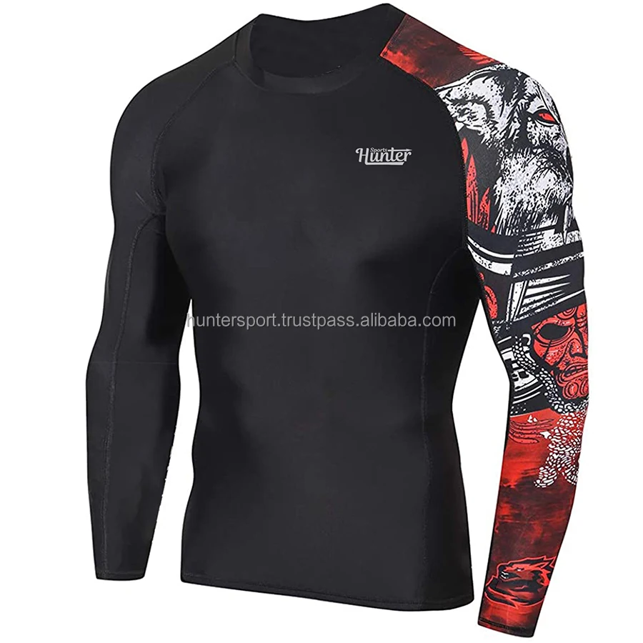 Long Sleeve Mens Compression Shirt Rashguards Rash Guard For Bjj Rash ...