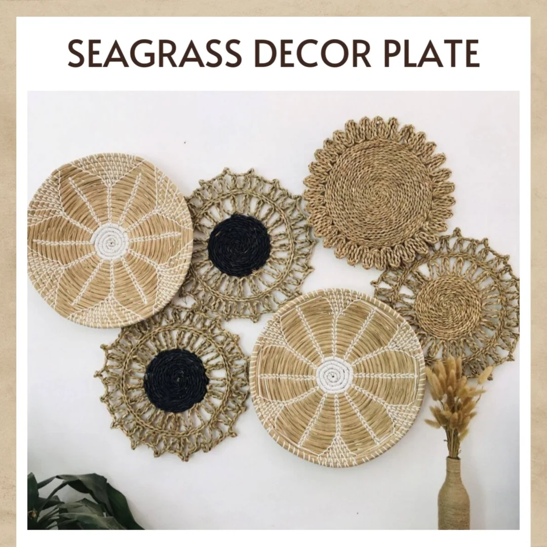 Seagrass Handmade Boho Style Wall Basket Decor Woven Hanging Decorative ...