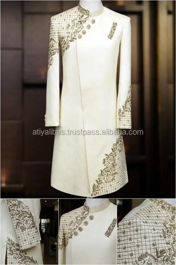 NEW LATEST STUNNING & STYLISH EMBROIDERY ON WHITE SHERWANI DRESS & ALSO MATCHING SHOE WITH DRESS for PARTY-WEAR/WEDDING @  2023