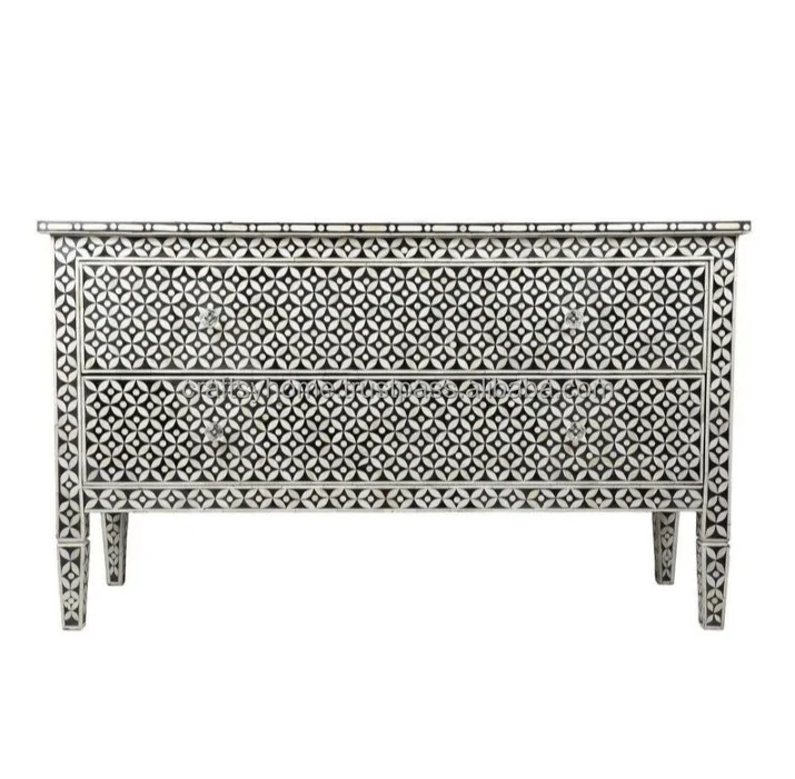 Hot Sale Of Bone Inlay Chest Drawer Floral Black / Bone Inlay Table Top ...