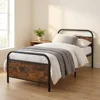 Letto singolo in metallo nero, stile industriale con legno.