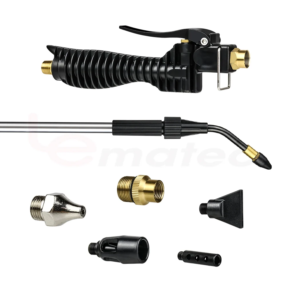 LEMATEC Extendable High-Flow Air Blow Gun Kit  Dust Blower & Tire Inflator with Multiple Nozzles