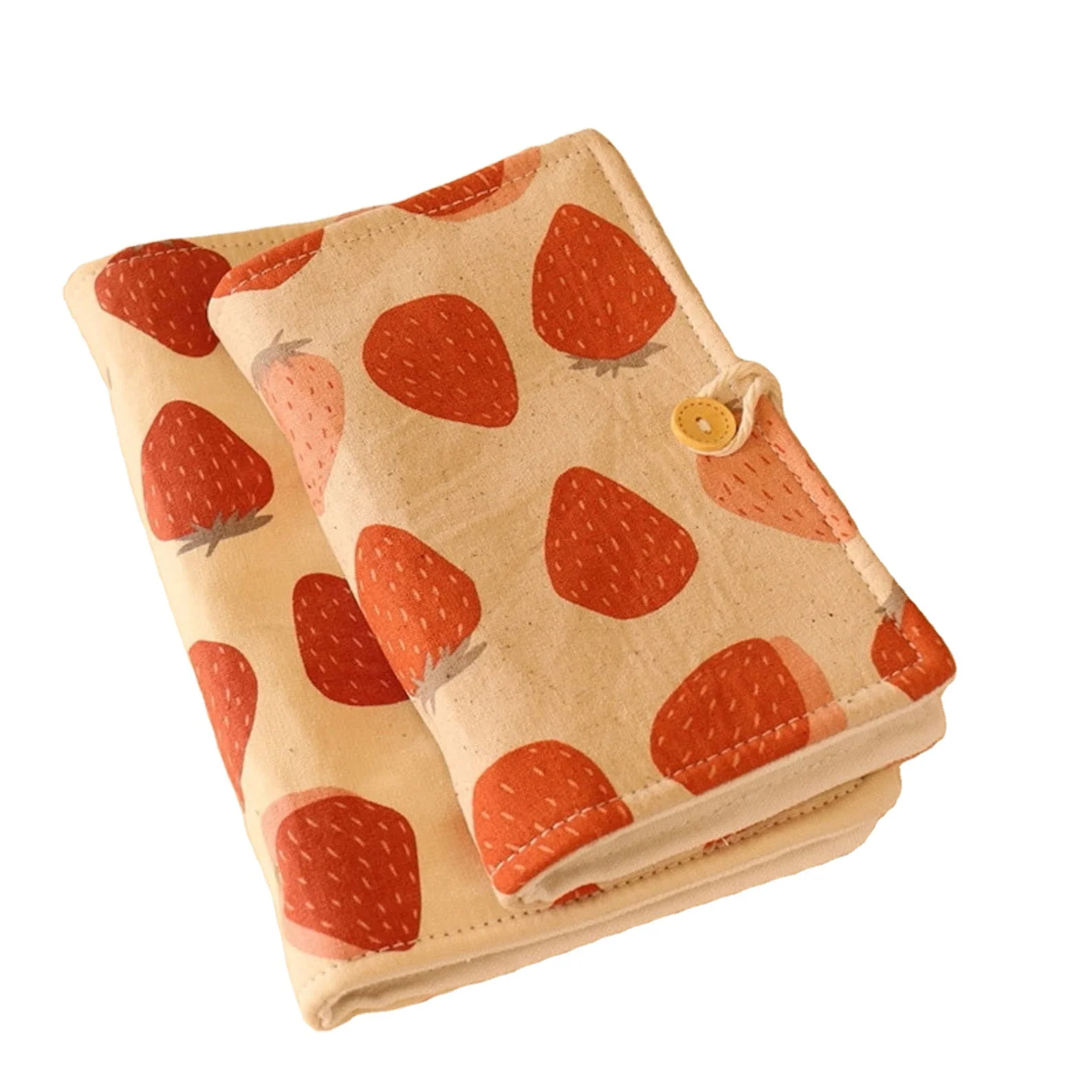 Custom Printing Strawberry Handmade Fabric Notebook Suitable for Students Diary A5/A6 Size Exquisite Embroidery Thread Bound