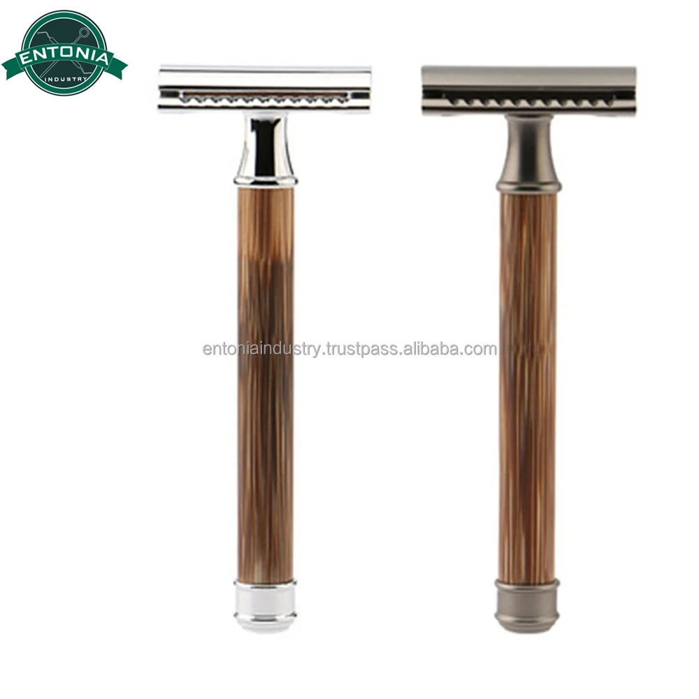 Wood Grain Bamboo Handle Razor For Men Or Women,Double Edge Safety