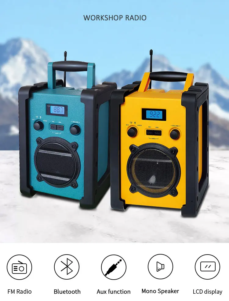 Leetac Portable Digital Dab  Fm Home Radio Site Radio Outdoor Jobsite Worksite Radio with bluetooth Speaker  Built-in Battery