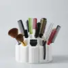 White Rotatable Storage Holder Hair Brush & Comb Organizer
