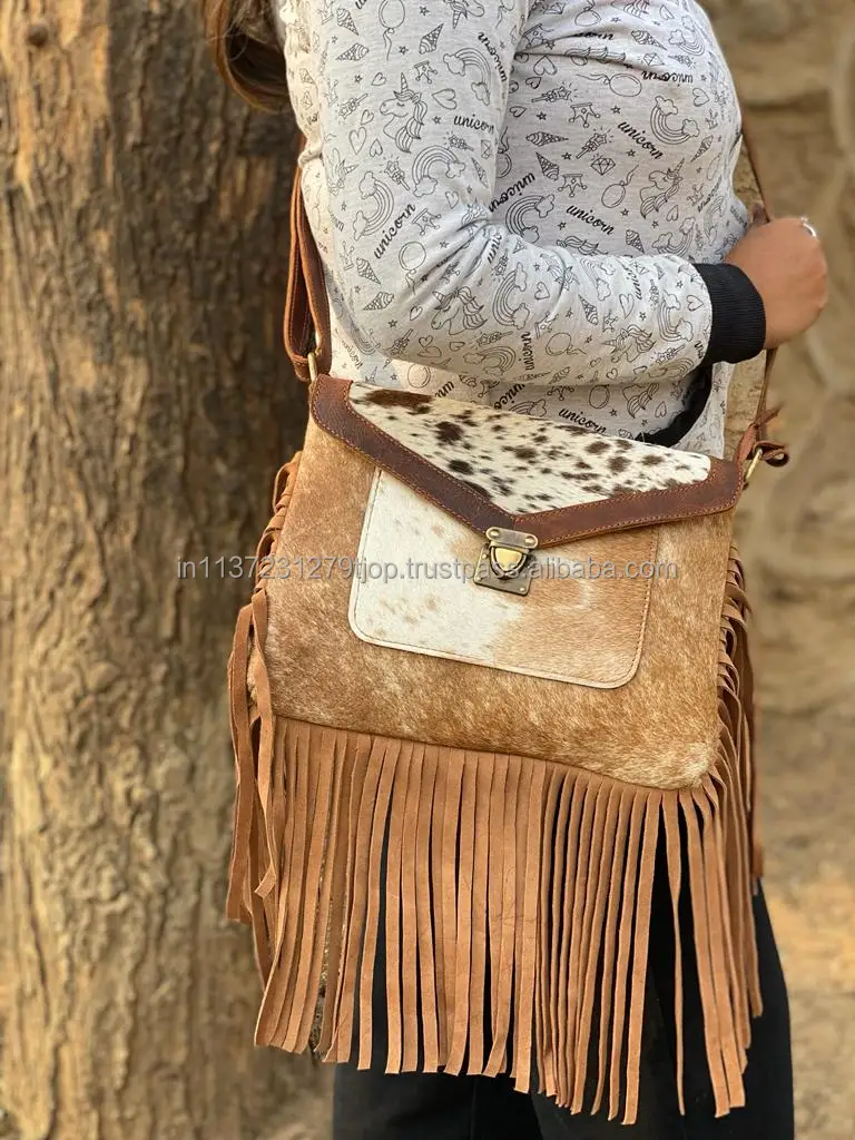ADBGA734A Genuine suede Fringe Large Crossbody Bag - Western Embroidered Boho Hobo Purse main image 0