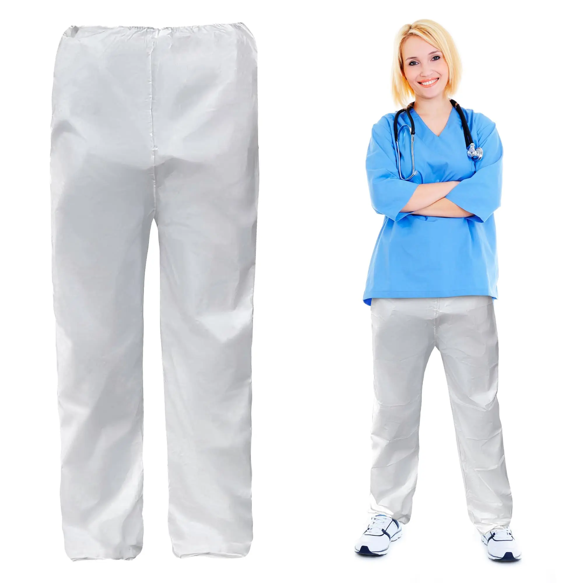 Disposable Protective Pants - Size M, White - Lightweight & Breathable For Work Or Clean-Up