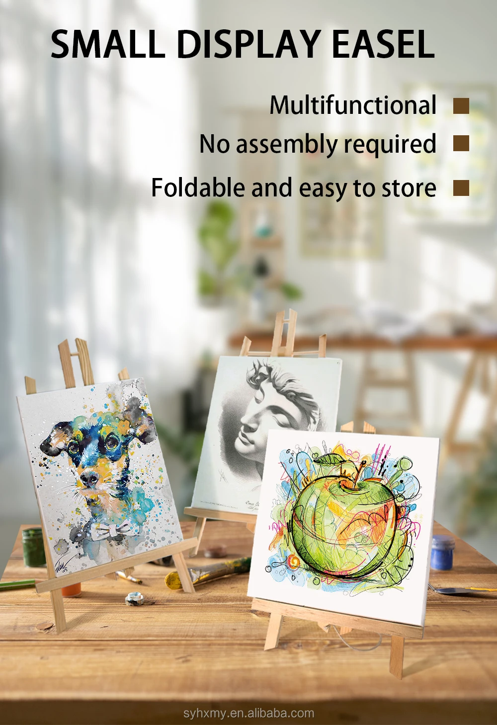 Wooden 40cm Children's Desktop Oil Painting Easel Art Display Stand For