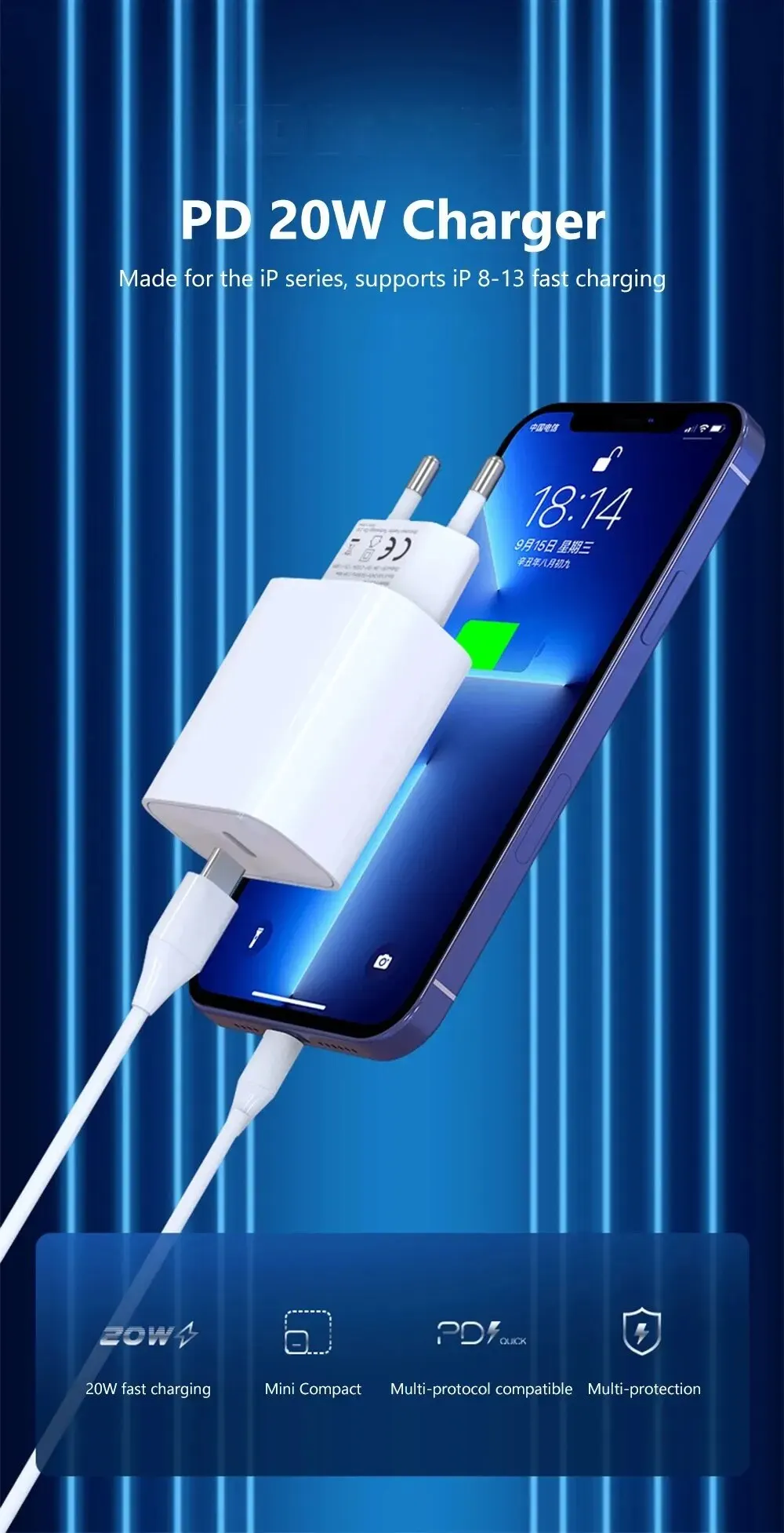 Pd 20w Usb Charger Fast Charging Travel Wall Phone Charger For Ipad