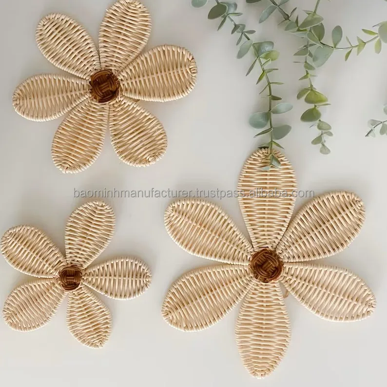 Cheapest! Set 10 Of Flower Round Wall Hanging Decor Rattan Home