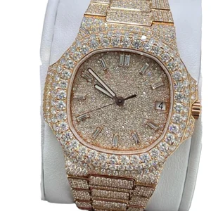 Upgrade Your Style With Stunning Stainless Steel Watch Fully Iced Out Crafted With Lab Grown Diamonds With VVS Clarity Low