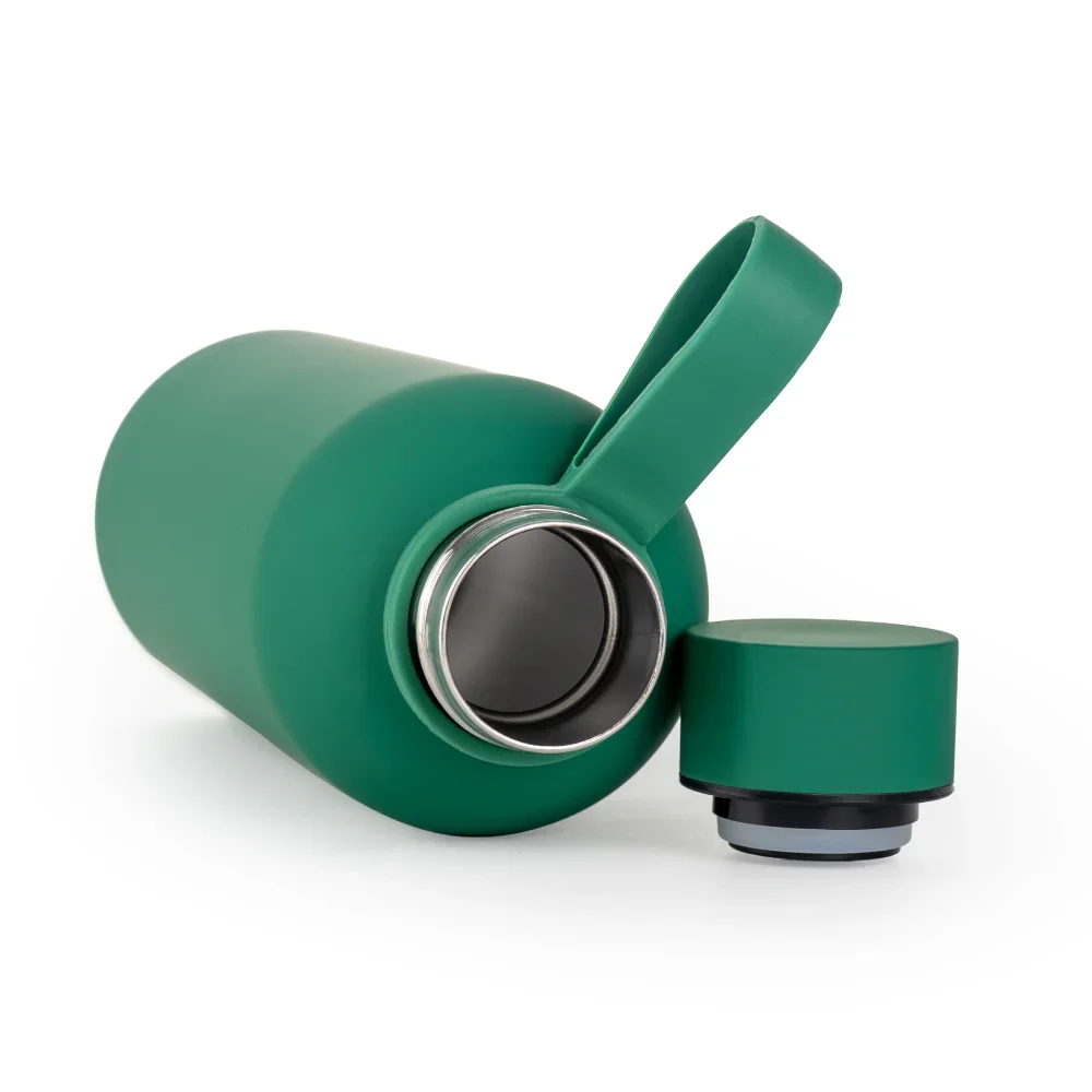 500ml Stainless Steel Water Bottle Double Wall Vacuum Design Matt Rubber Coating Minimalist Style 12-24 Hours Thermal
