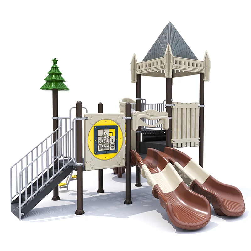 Feelkids ALITA-NC24018 High-Capacity Outdoor Plastic/Galvanized Pipe Slide Multi-Play Kids Activity Center PE Board Equipment