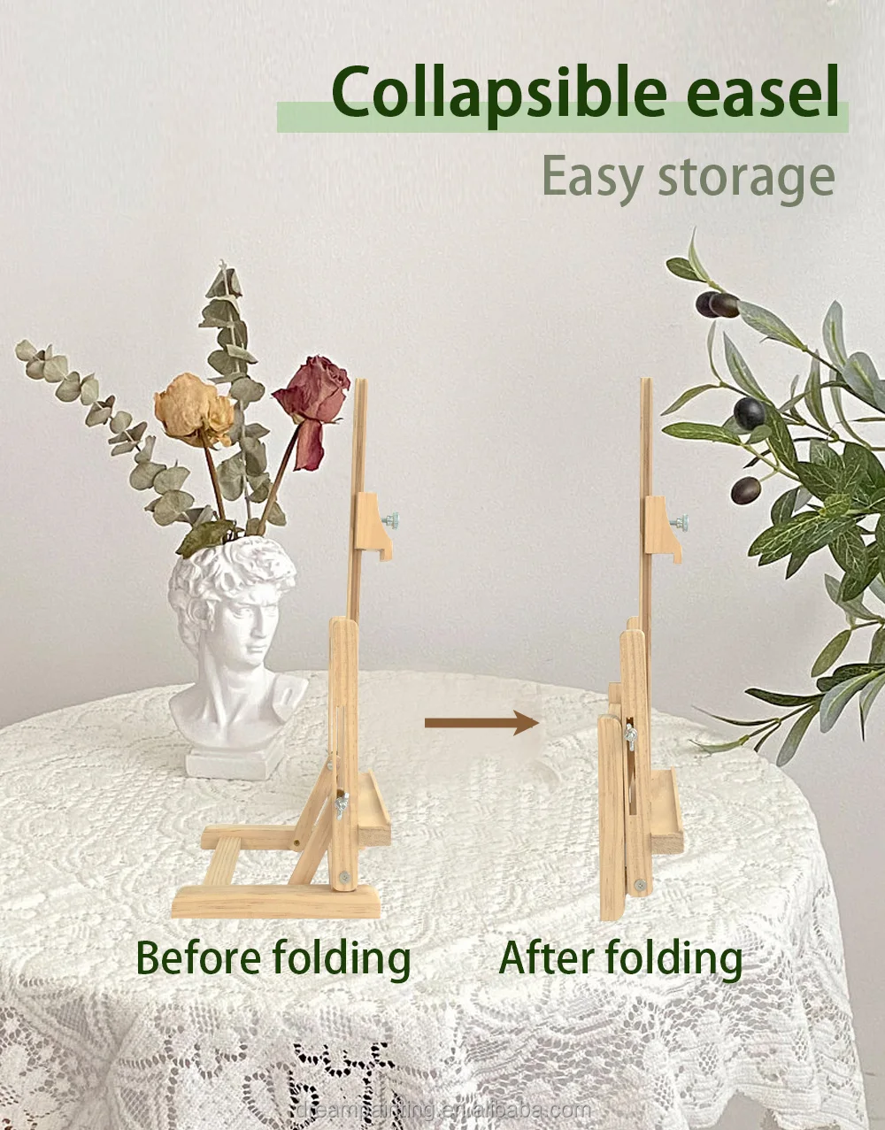 Mini Hshaped Easels Portable Desktop Easel Stand For Art Painting Pine