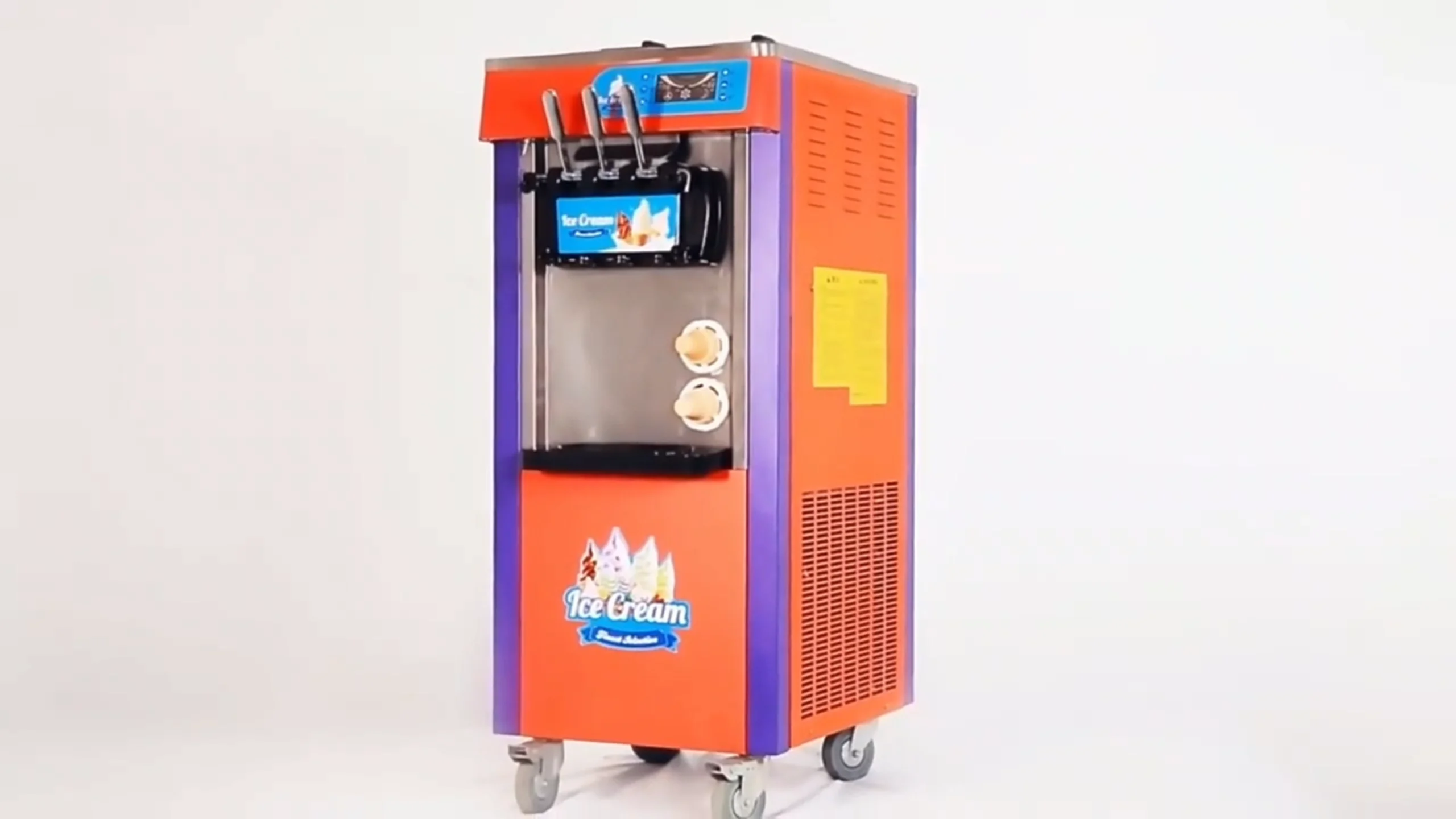 Automatic Soft Serve Ice Cream Cone Making Machine Three Flavors Ice Cream For Frozen Steel