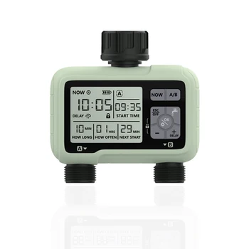 Double Out Large Screen Automatic Water Timer Timed Garden Irrigator ...
