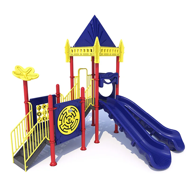 Feelkids ALITA-NC24020 High-Capacity Outdoor Plastic & Galvanized Pipe Slide with PE Board-Multi-Play Kids Activity Center