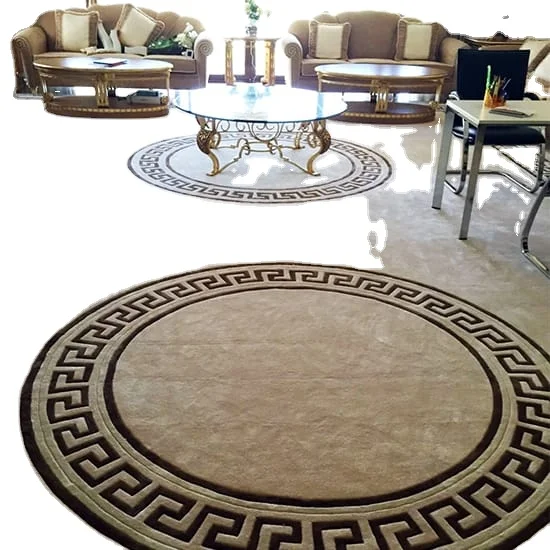 Luxury Hand Tufted Greek Key Design Wool Carpet Custom Living Room Area Rug with Abstract Pattern for Hotel & Villa