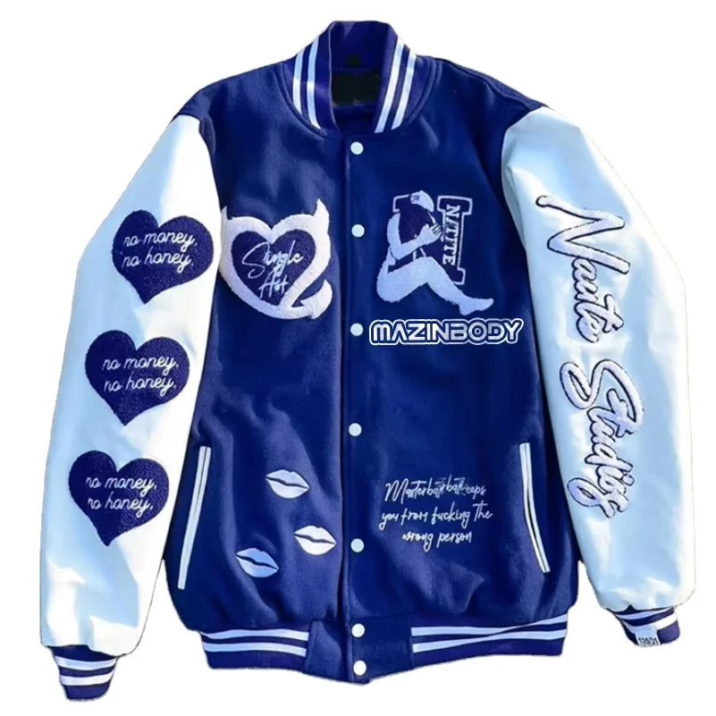 Custom Unisex Winter Varsity Jacket Wool Body Chenille Embroidery Patches College Letterman Bomber Reversible Breathable