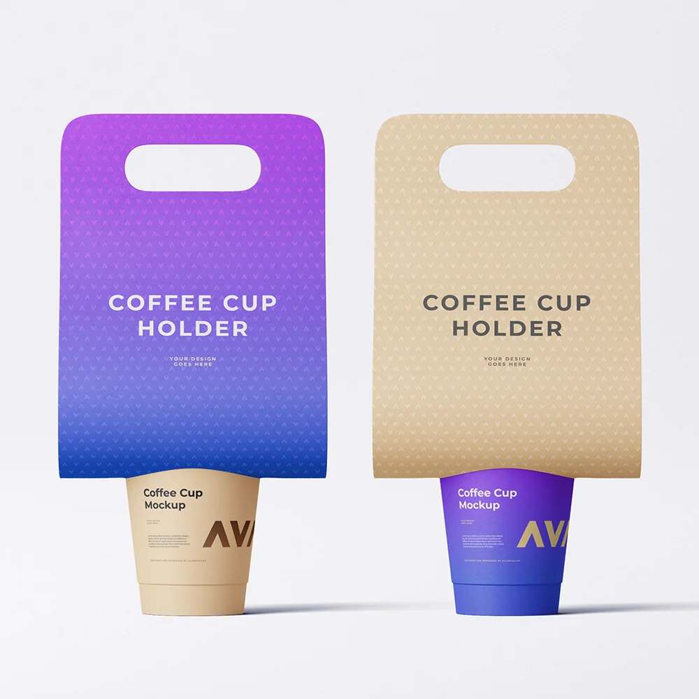 Hot and Cold Drink Carrier with Handle Customizable 2 Cup Holder for Take Out