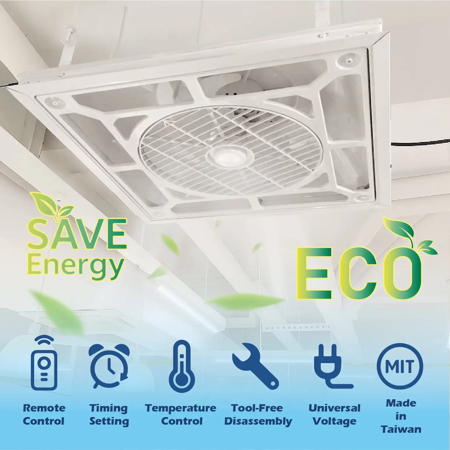 Energy Saving Air Cooling Ceiling Fan Low Noise Plastic Fan with Remote Control Electric Power Source