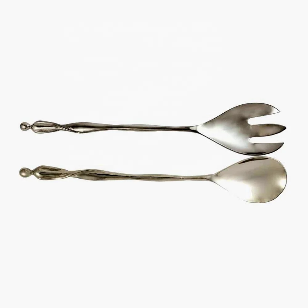 Набор серверов для салата из нержавеющей стали с бирюзовой синей эмалированной ручкой роскошные декоративные столовые приборы набор