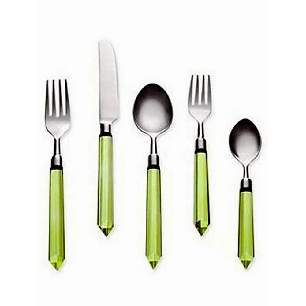 Cutlery Set for Wedding Business Gift Flatware Sets Clear Acrylic Handle Stainless Steel Mirror Polished Cutlery Set