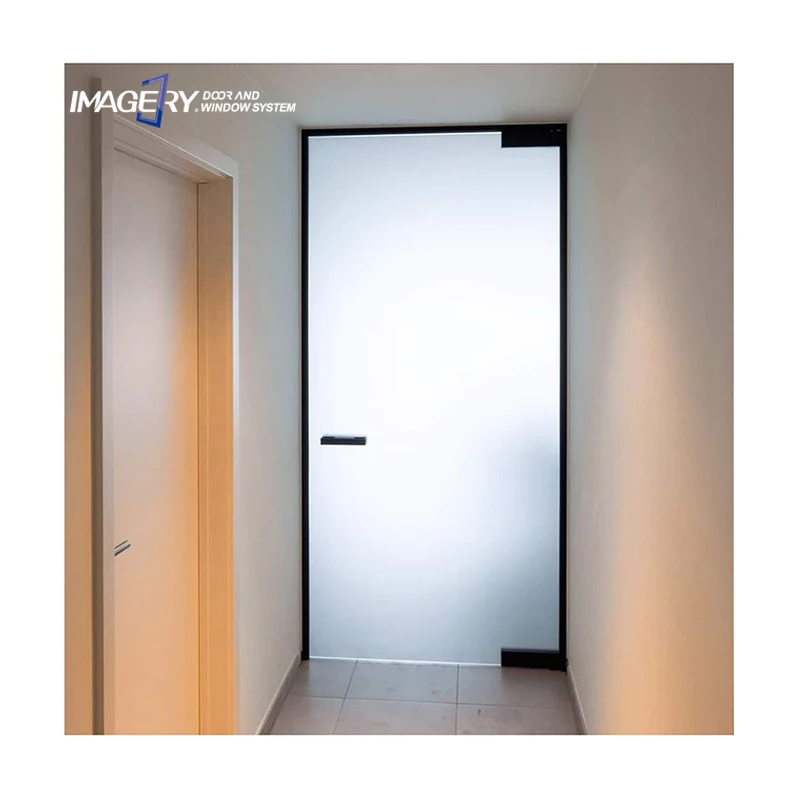 Latest Customized Extremely Narrow Frame Glass Soundproof Aluminum Casement Swing Door for Bathroom