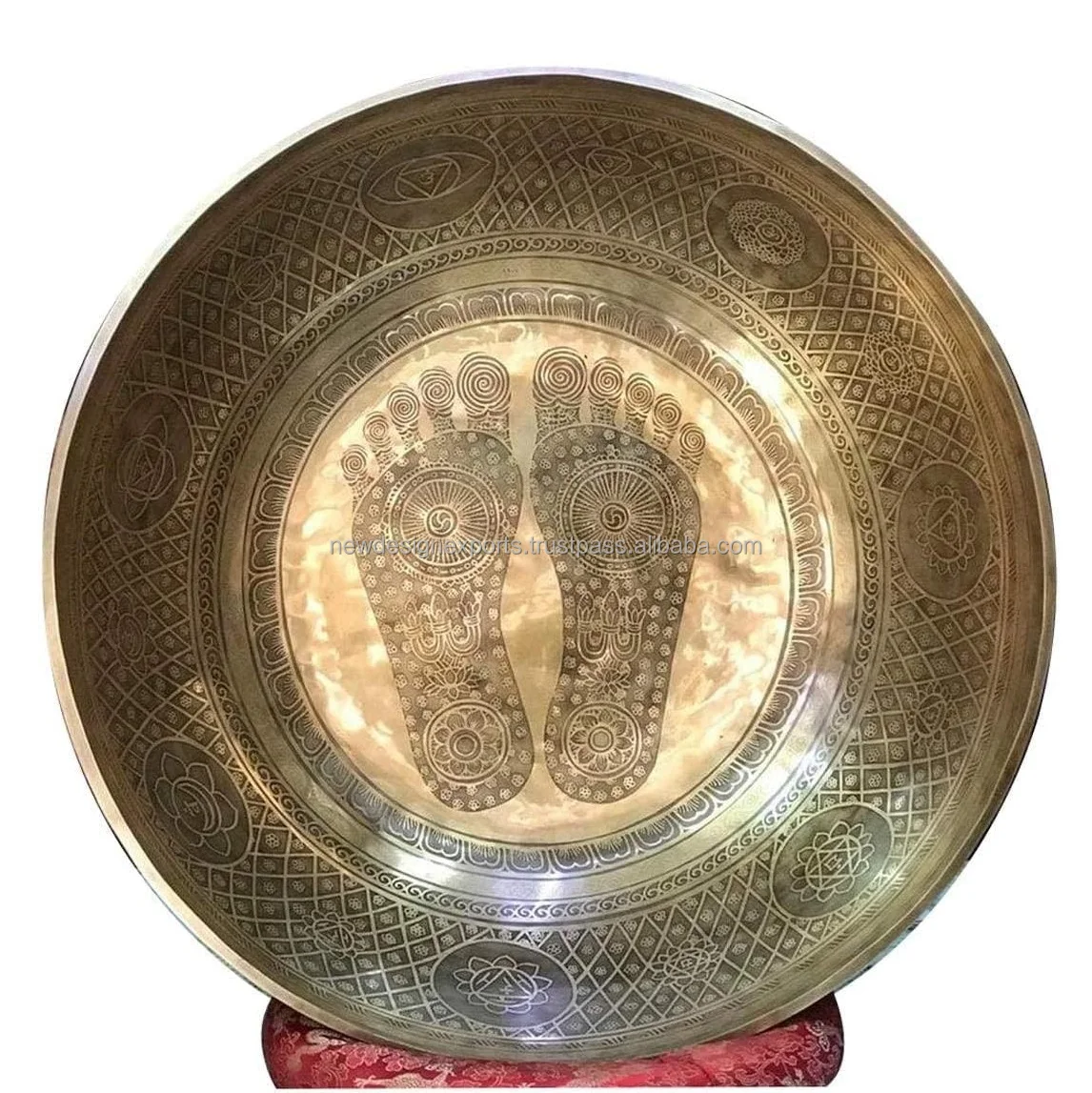 21 Inch Dia Extra Large Standing Singing Bowl Foot Carved Singing Bowls Sound Therapy Meditation