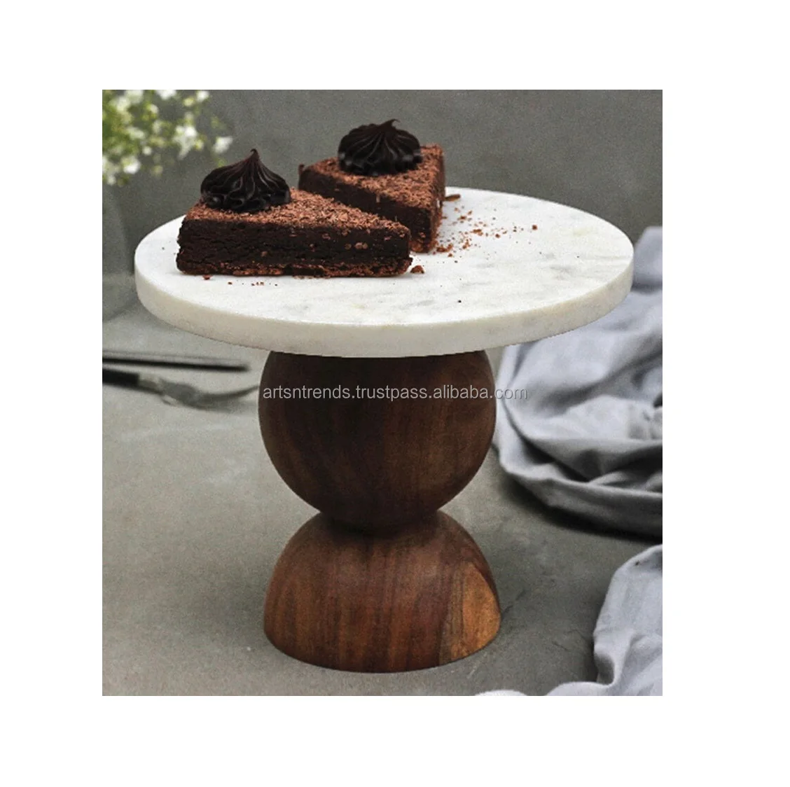 Wooden And Marble Latest Design Royal Cakes Stand Manufacturer